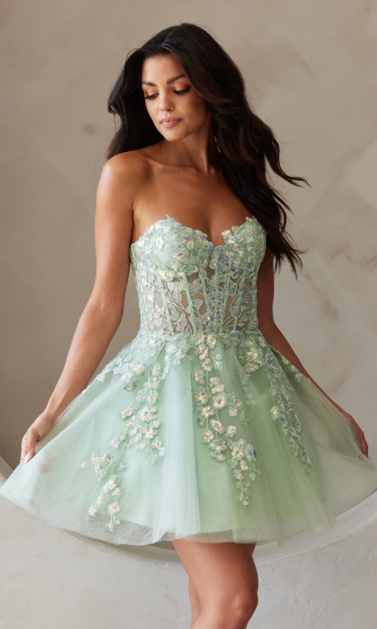 Sage Short Homecoming Dress BZ9024S by Amelia Couture