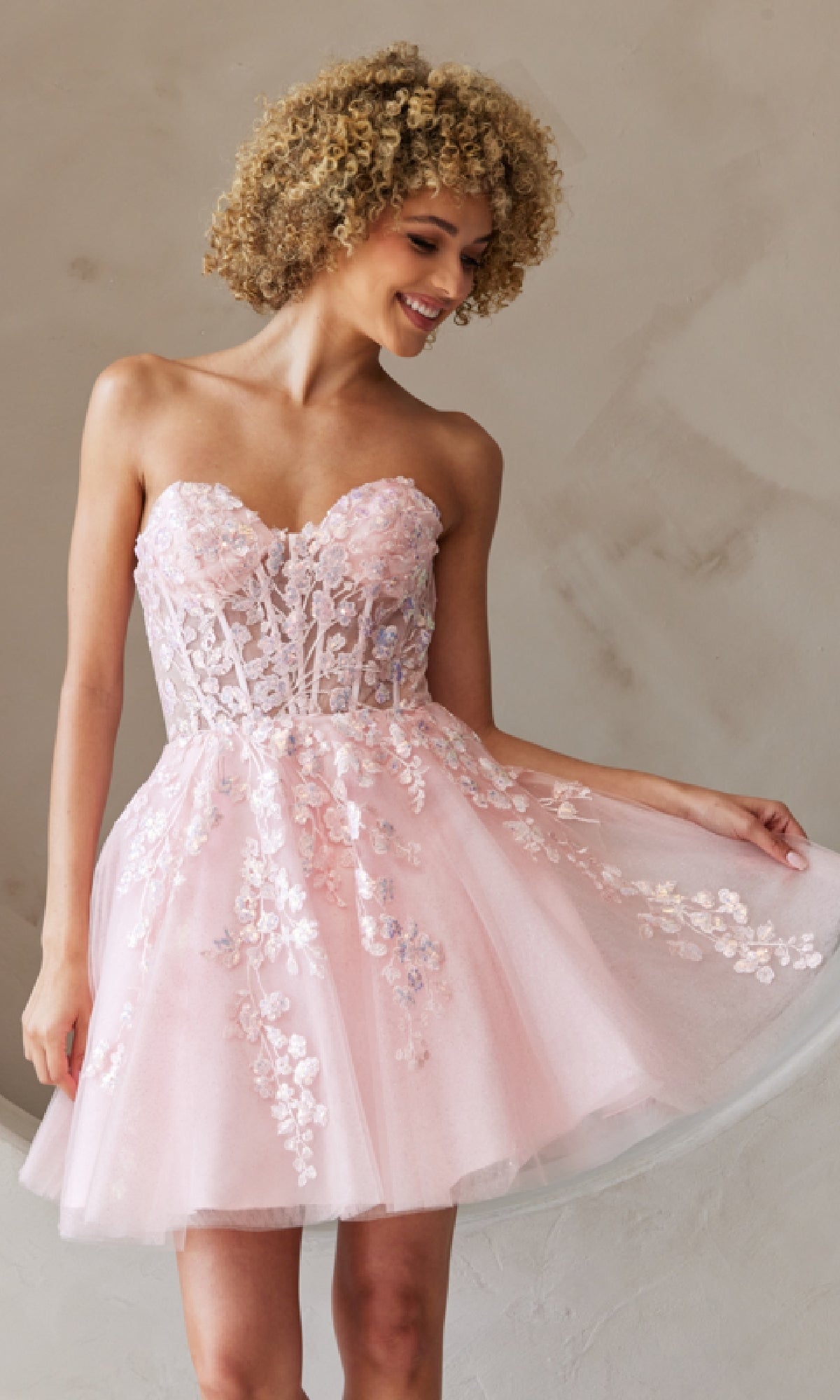 Blush Short Homecoming Dress BZ9024S by Amelia Couture