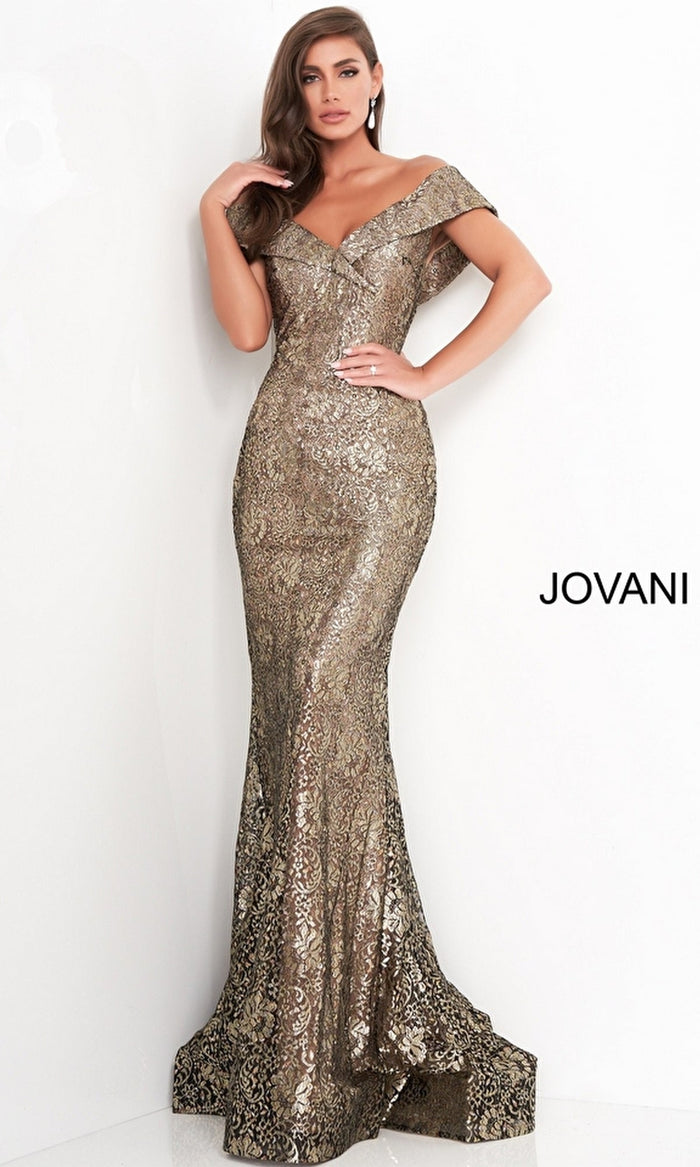 Black/Gold Formal Long Dress 02920 by Jovani