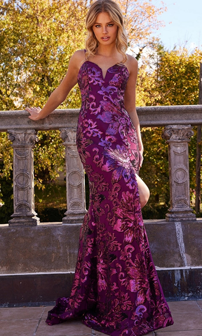 Raspberry Formal Long Dress 08459 by Jovani