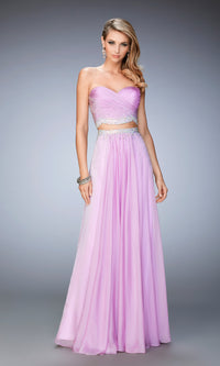 Lavender Two Piece Long Prom Dress by La Femme
