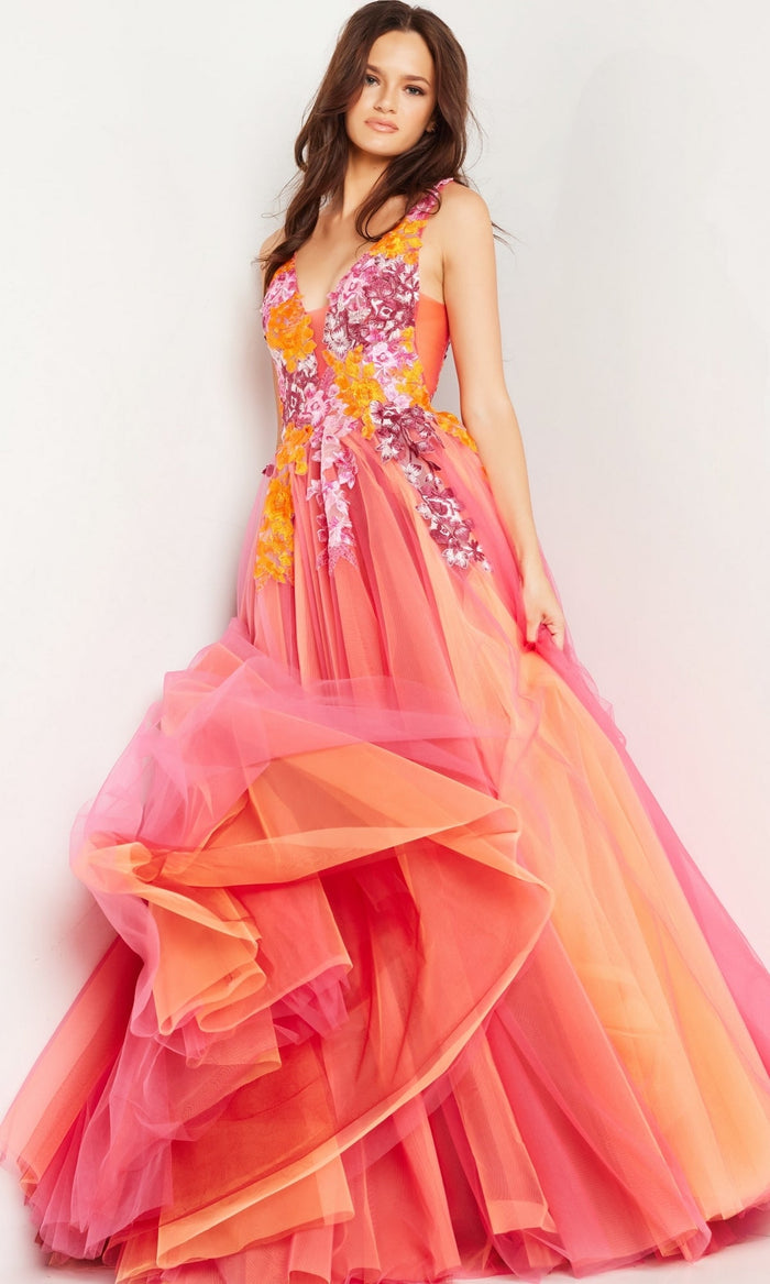 Orange/Multi Formal Long Dress 25800 by Jovani