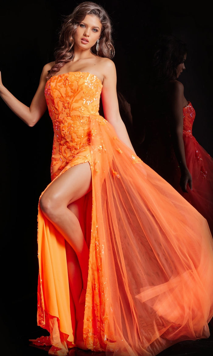 Neon Orange Formal Long Dress 26134 by Jovani