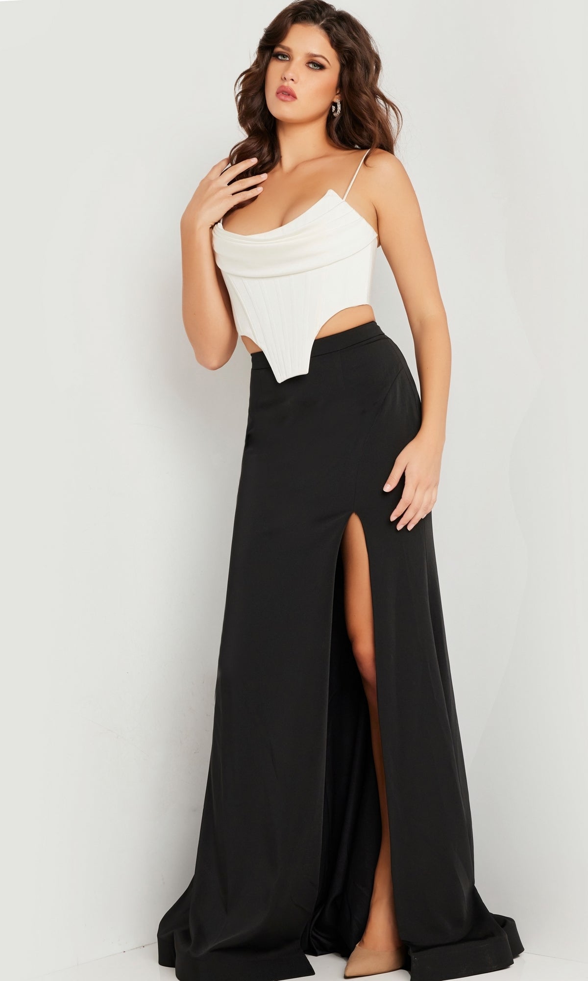 Off White/Black Formal Long Dress 37234 by Jovani