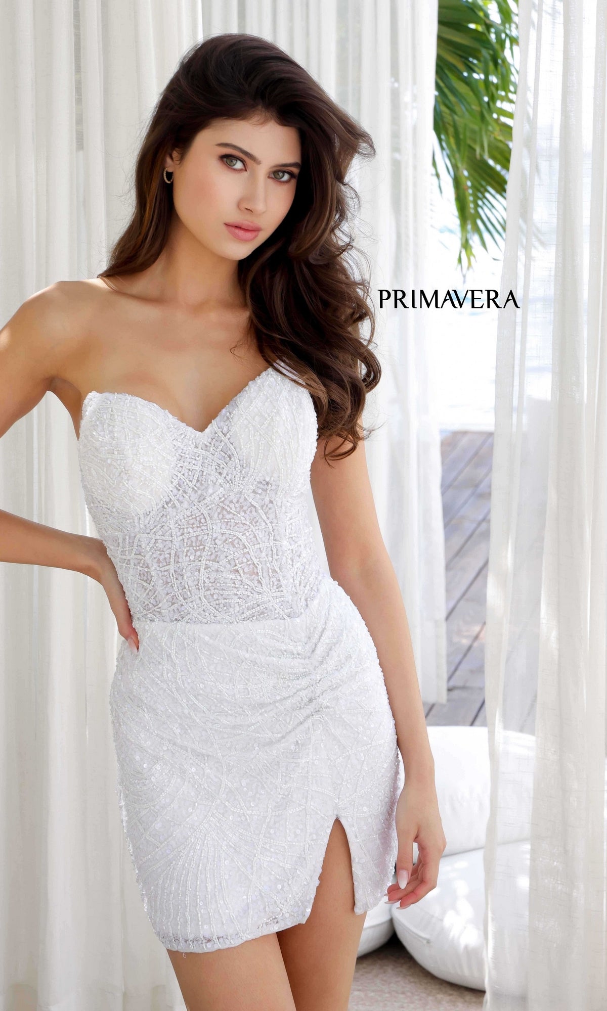 Ivory Primavera Short Party Dress 4201