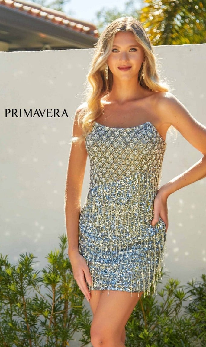 Silver Primavera Short Party Dress 4229