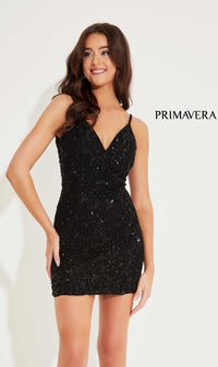 Black Primavera Short Party Dress 4230