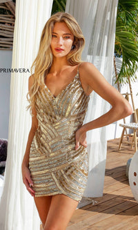 Gold Primavera Short Party Dress 4239