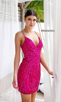 Fuchsia Primavera Short Party Dress 4250