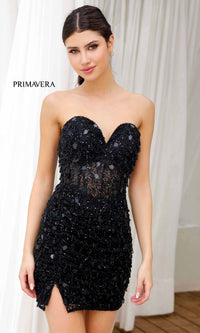 Black Primavera Short Party Dress 4252