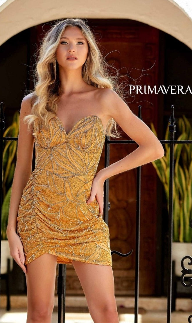 Gold Primavera Short Party Dress 4259