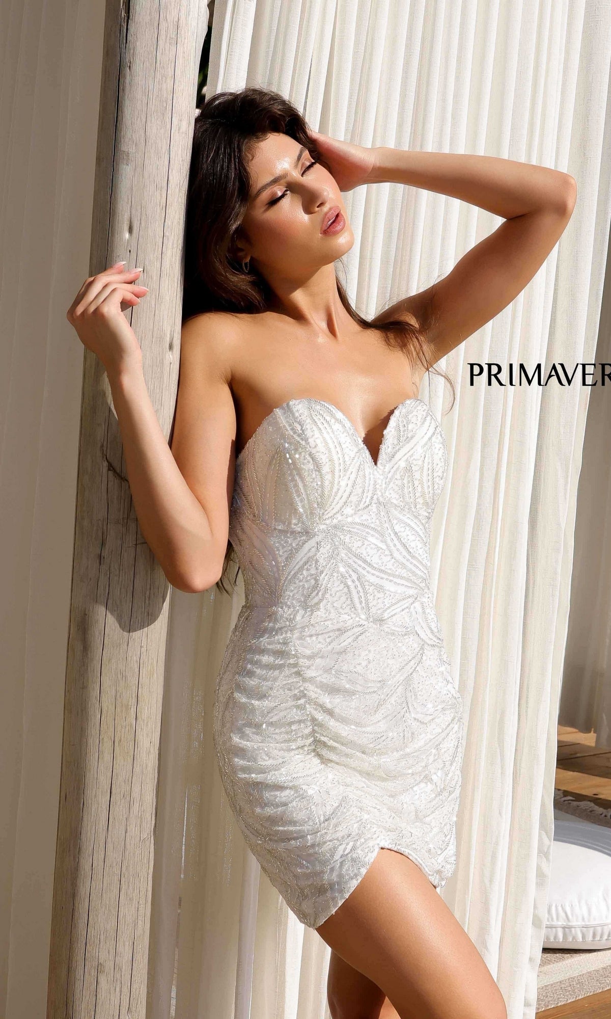 Ivory Primavera Short Party Dress 4259