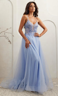 Periwinkle Amelia Couture Long Formal Dress tm1028