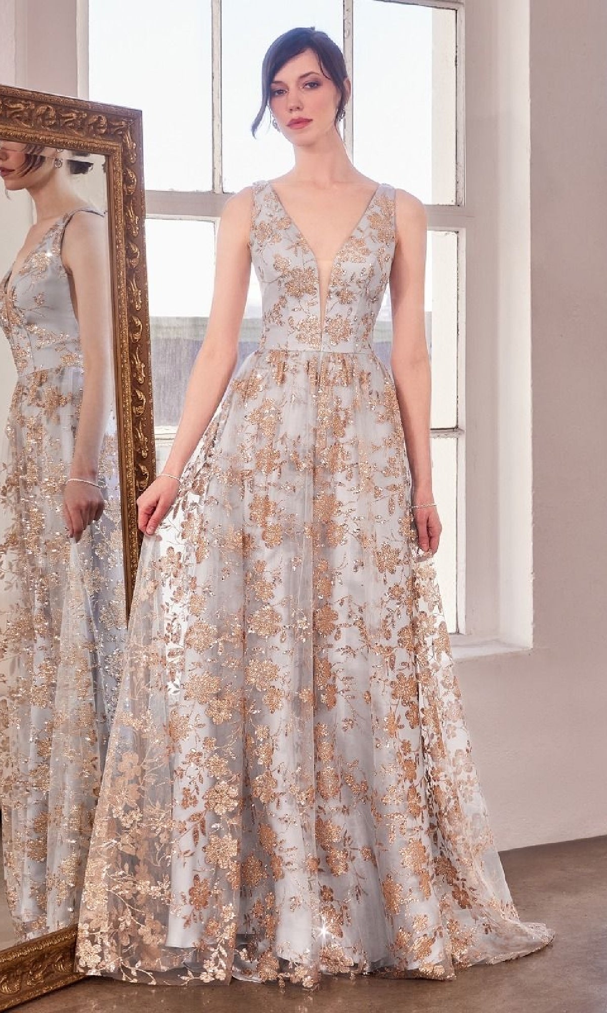 Gold Mist Ladivine Long Formal Dress t606