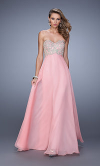 Coral Long Formal La Femme Dress 21289