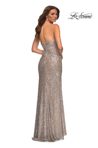 La Femme Long Strapless Prom Dress with Sequins