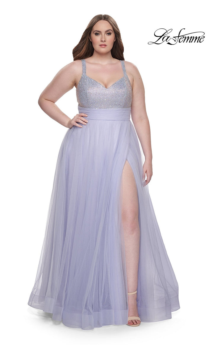 Light Periwinkle La Femme 31251 Plus-Size Formal Prom Dress