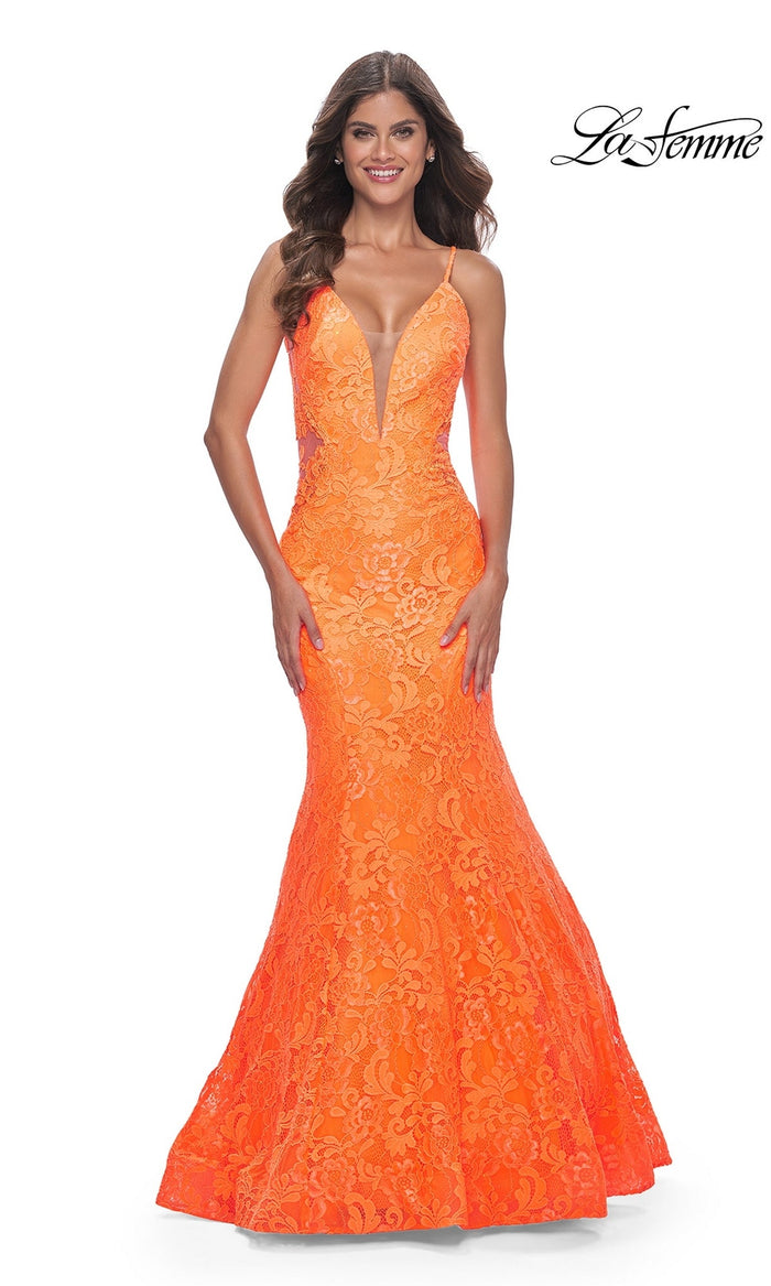 Bright Orange La Femme 32314 Formal Prom Dress