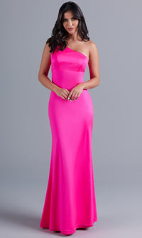 Long Shimmer One-Shoulder Prom Dress