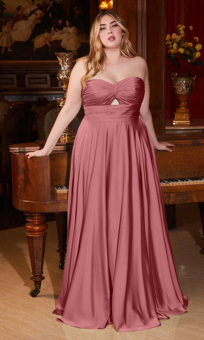 Mauve Rose Formal Long Plus-Size Dress 7496C By Ladivine