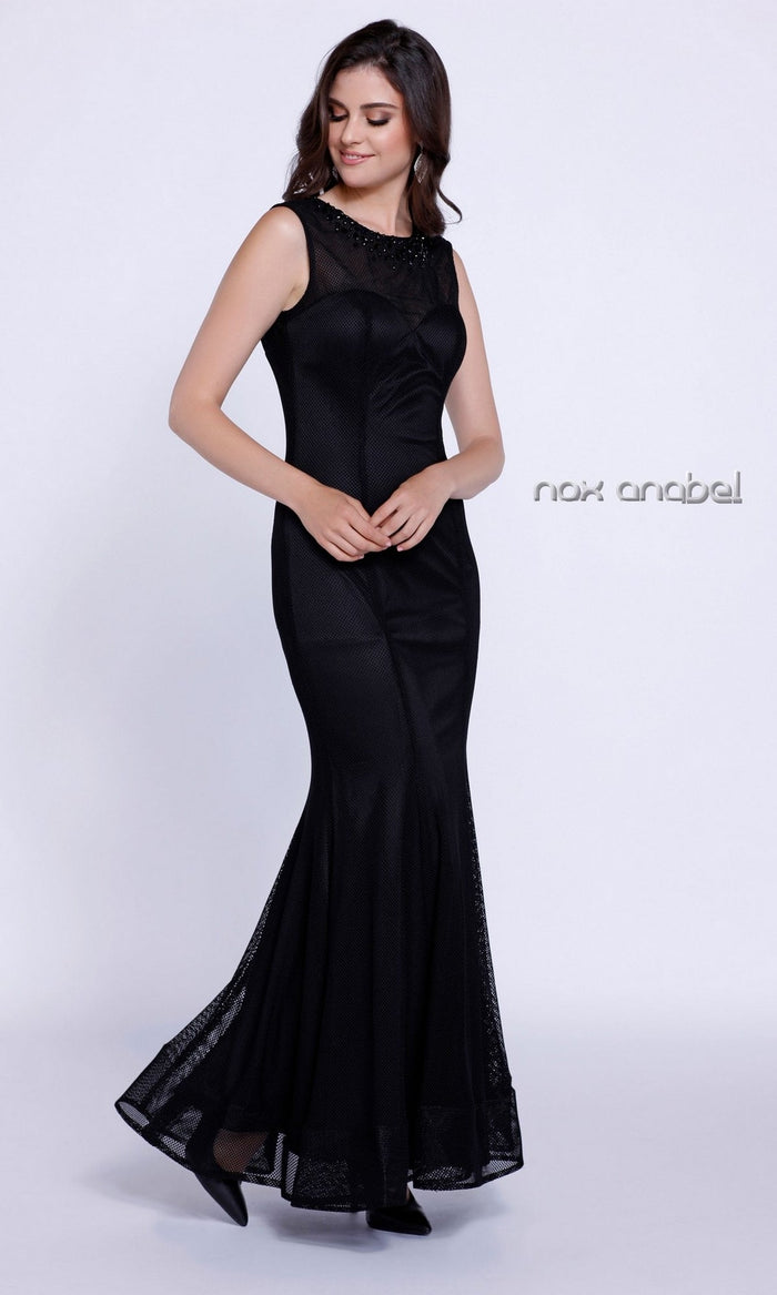 Black Simple Long Formal Dress 8259