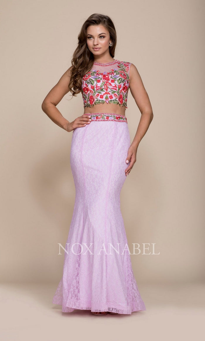 Lavender Lace Prom Dress With Embroidered Bodice