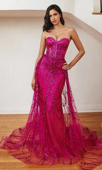 Fuchsia Ladivine Long Formal Dress CB095