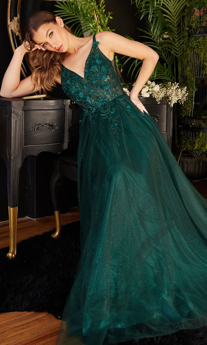 Emerald Long Formal Dress CD0181 by Ladivine