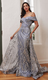 Smoky Blue Long Formal Dress J836 by Ladivine