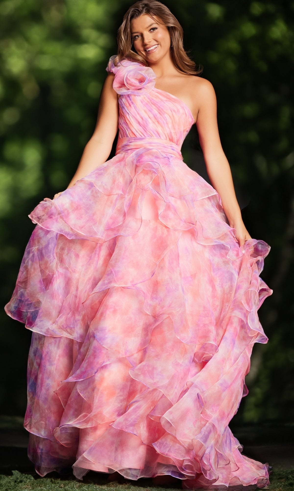Pink/Print Formal Long Dress JVN37455 By JVN by Jovani