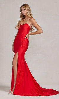 Sleek Strapless Simple Long Formal Dress