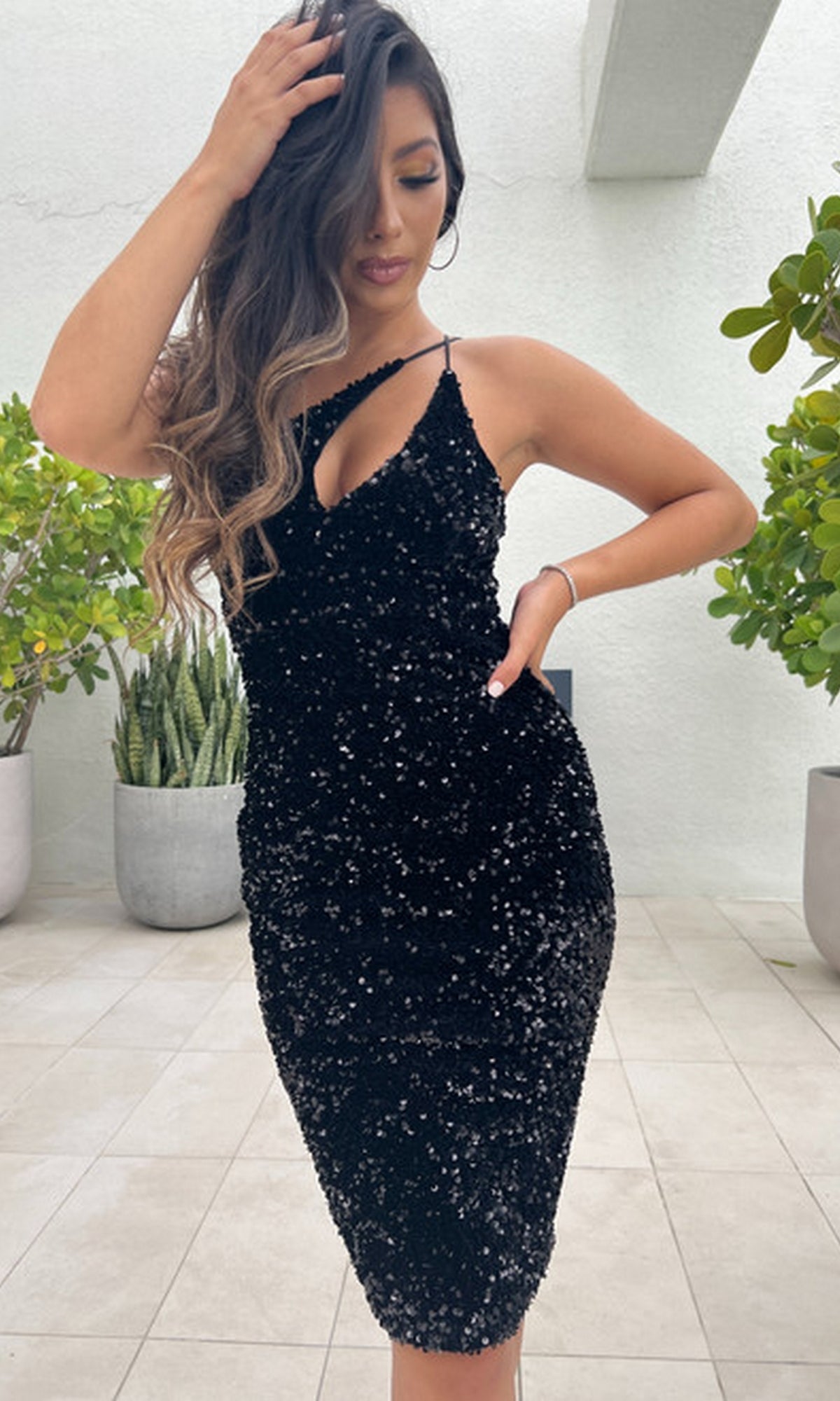 Venice by Velvi Black Sequin Cocktail Dress