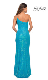 La Femme One-Shoulder Long Sequin Prom Dress