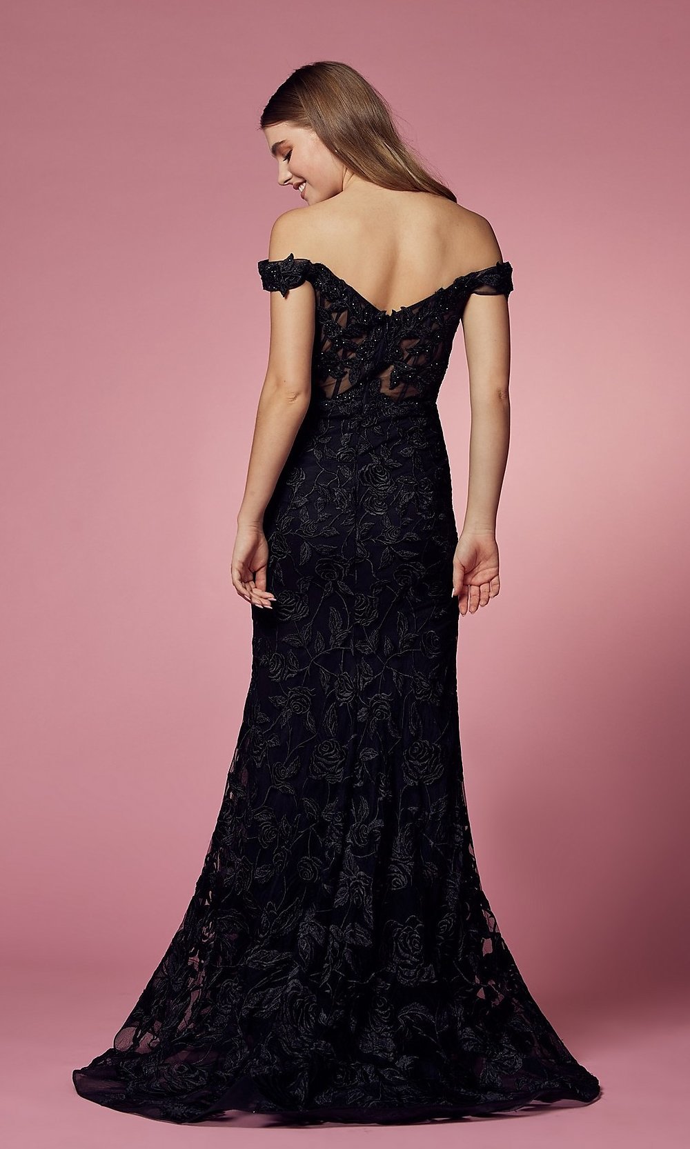 Off-the-Shoulder Long Mermaid Lace Prom Dress