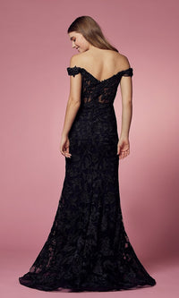 Off-the-Shoulder Long Mermaid Lace Prom Dress