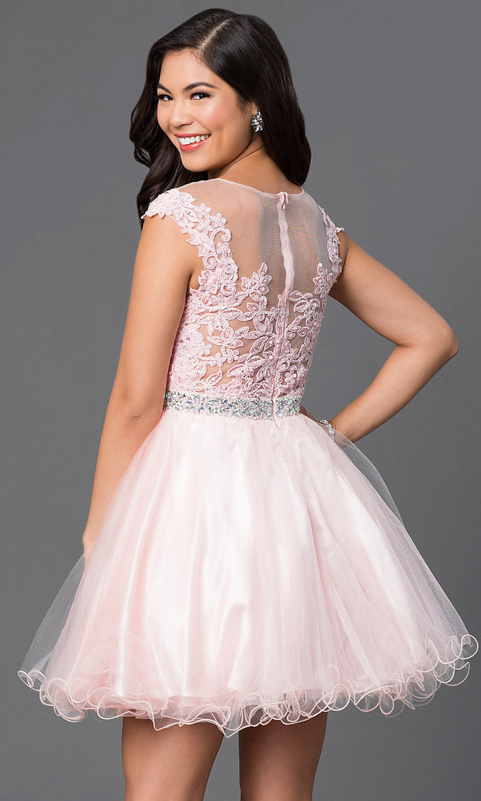  Embroidered Short Babydoll Formal Homecoming Dress