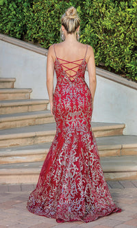 Long Sequin Mermaid Prom Dress with Lace-Up Back