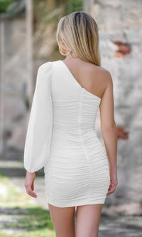 Clara by Velvi One Sleeve Ruched Mini Dress