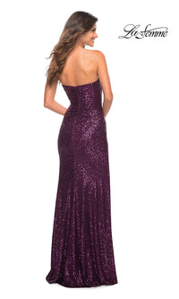 La Femme Long Strapless Prom Dress with Sequins