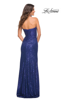 La Femme Long Strapless Prom Dress with Sequins