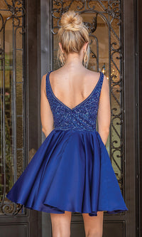 Short Prom Dress with Sequin-Embellished Bodice