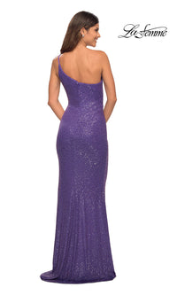La Femme One-Shoulder Long Sequin Prom Dress