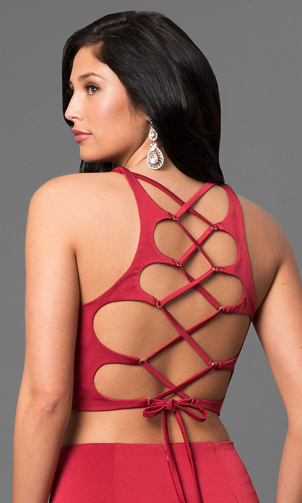 Two Piece La Femme Prom Dress with an Open Back