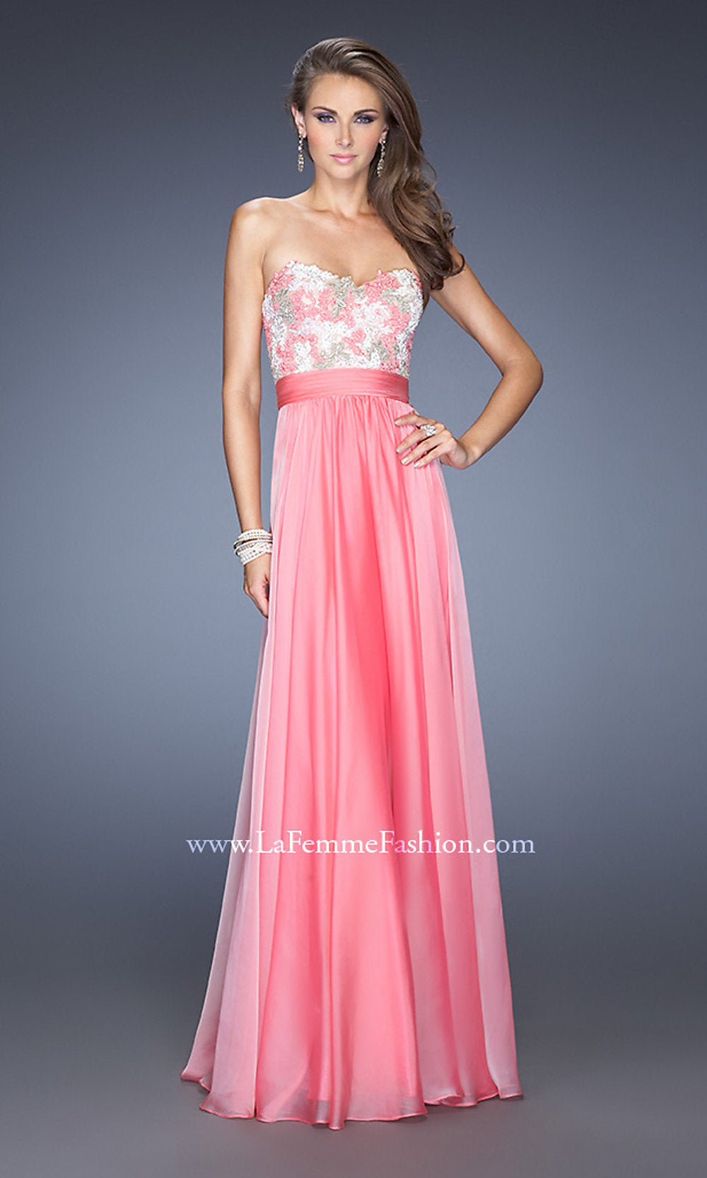Sherbert Long Strapless Sweetheart Dress