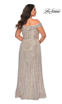 Plus-Size Long Sequin La Femme Formal Dress