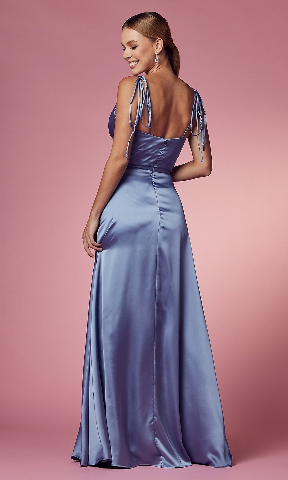 Shoulder-Tie Long Prom Dress with Pockets