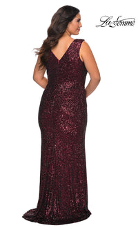 Long Plus-Size Sequin Prom Dress by La Femme