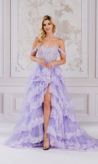 Lilac Amelia Couture Long Prom Dress TM1012