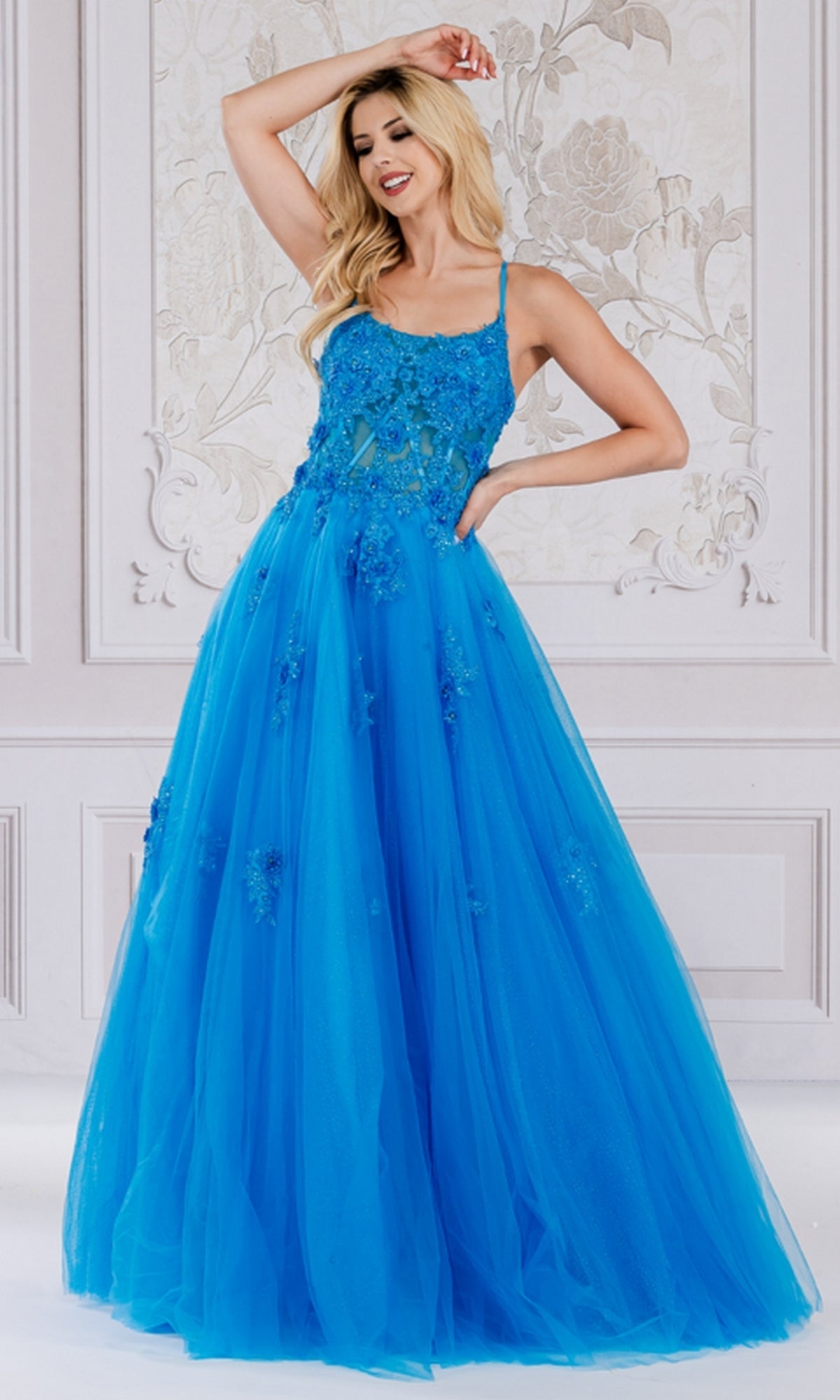 Turquoise Amelia Couture Long Prom Dress 7035