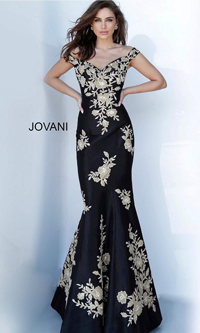 Black/Gold Formal Long Dress 00635 by Jovani